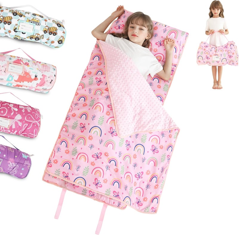 lasoftan Toddler Nap Mat for Preschool 50''x30'' Sleeping Mat with Removable Pillow and Minky Blanket for Kids Ages 3-7 Roll Up Soft Sleeping Bag for Boys Girls Kindergarten Daycare Sleepover - Image 1